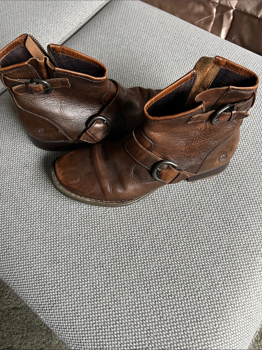 Women’s Brown Leather Buckle Boots